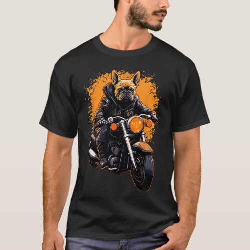 Bulldog Frenchie Biker Motocross Motorcycle Biking T_Shirt