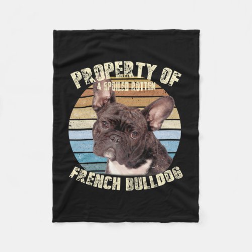 Bulldog Frenchie Brindle Owner Lover Retro Vintage Fleece Blanket