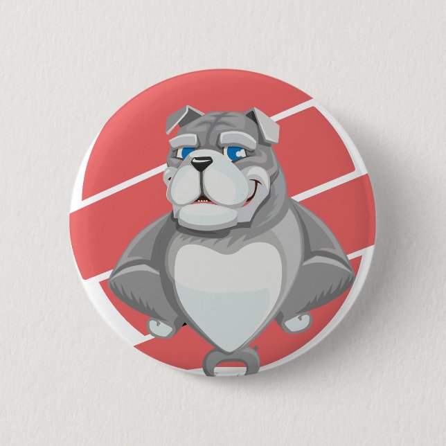 Bulldog Funny Cartoon Button (Front)