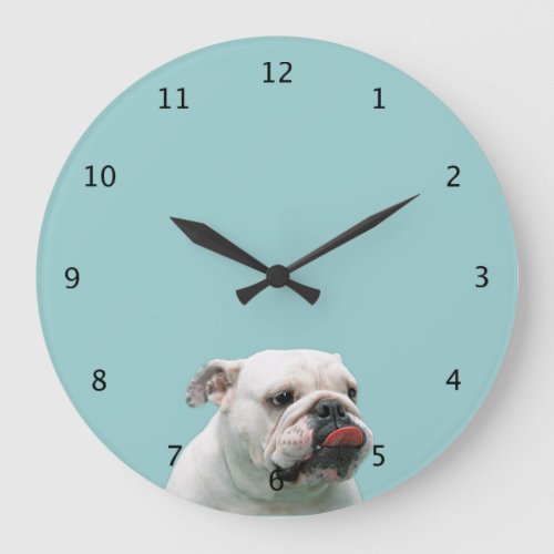 Bulldog funny face with tongue sticking out gift large clock