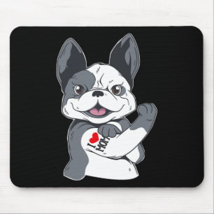 Bulldog Funny I Love Mom Tattoo Mouse Pad