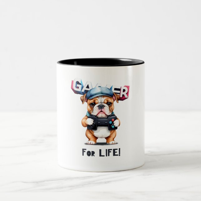 Bulldog Gamer For Life Coffee Tea Mug (Center)