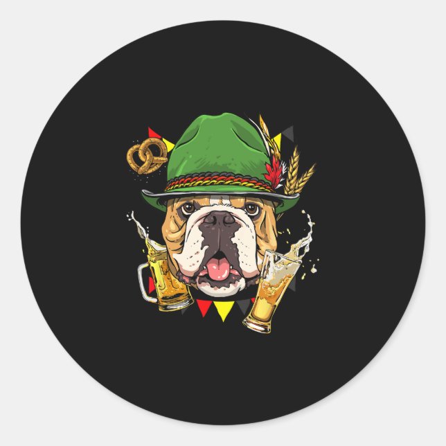 Bulldog Germany Party Beer Fest Dog  Classic Round Sticker (Front)