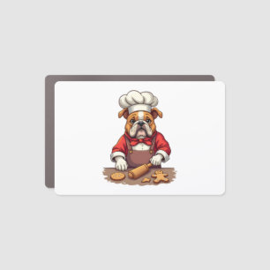 Bulldog Gingerbread Chef dog Car Magnet