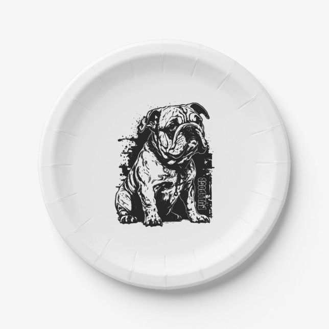 Bulldog Graffiti Bulldog Art Bulldog Lover Bulldog Paper Plates (Front)