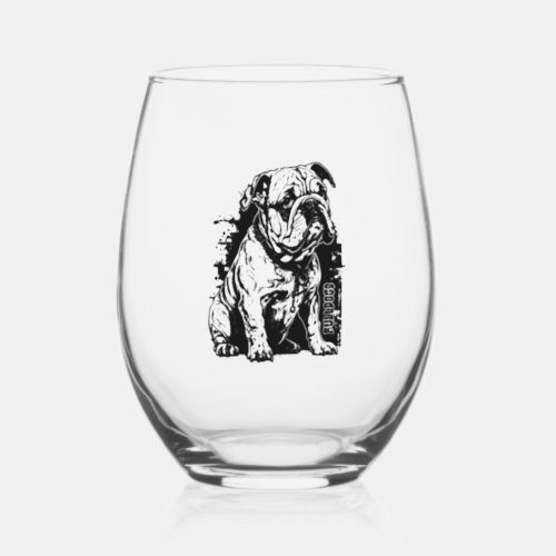Bulldog Graffiti Bulldog Art Bulldog Lover Bulldog Stemless Wine Glass