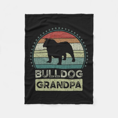 Bulldog Grandpa  Fleece Blanket