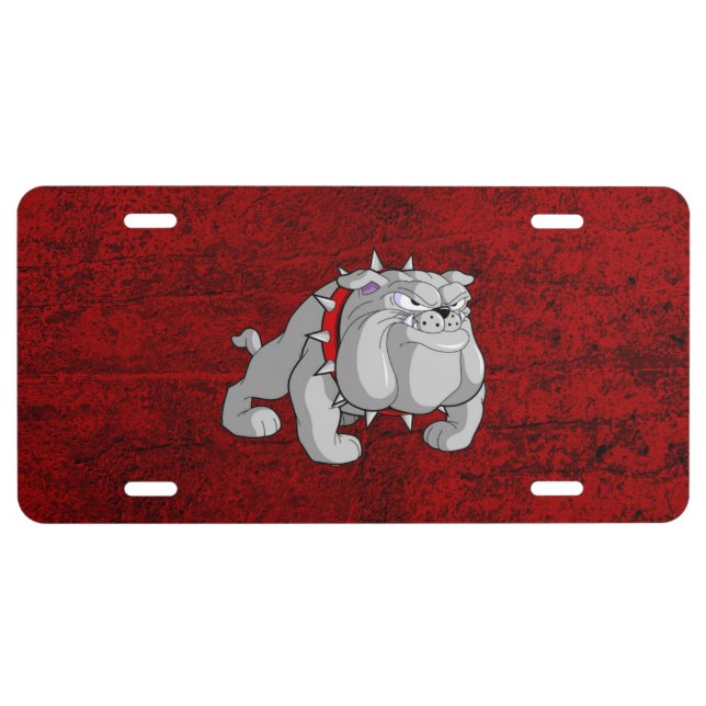 BULLDOG GRAY CARTOON LICENSE PLATE (Front)