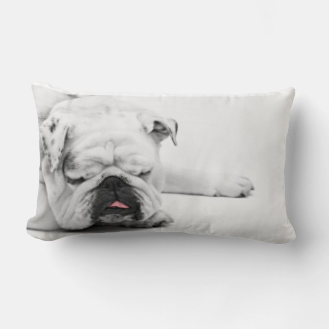 Bulldog Gray White Sleeping Decor Throw Pillow (Front)