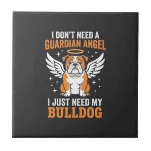 Bulldog Guardian Angel Dog Ceramic Tile