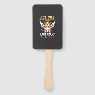 Bulldog Guardian Angel Dog Hand Fan