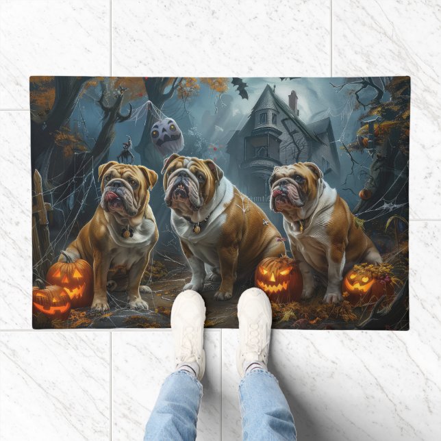 Bulldog Halloween Night Doggy Delight Doormat (Indoor)