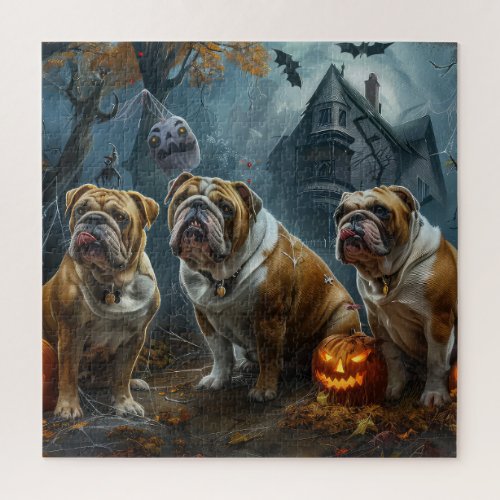 Bulldog Halloween Night Doggy Delight Jigsaw Puzzle
