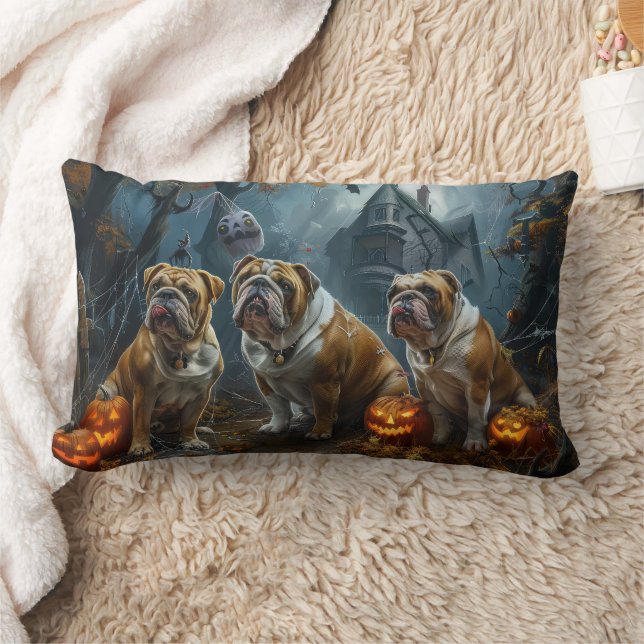 Bulldog Halloween Night Doggy Delight Lumbar Pillow (Blanket)