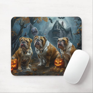 Bulldog Halloween Night Doggy Delight Mouse Pad