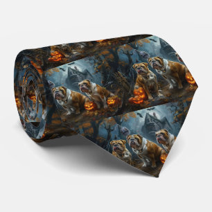 Bulldog Halloween Night Doggy Delight Neck Tie