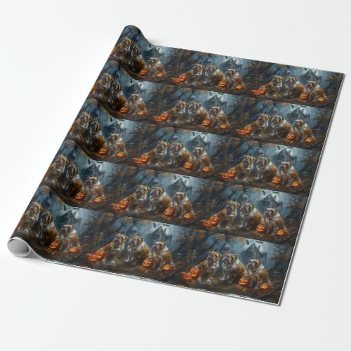 Bulldog Halloween Night Doggy Delight Wrapping Paper