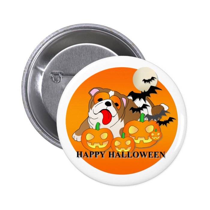 Bulldog Halloween Pinback Button