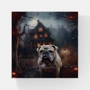 Bulldog Halloween Scary  Paperweight