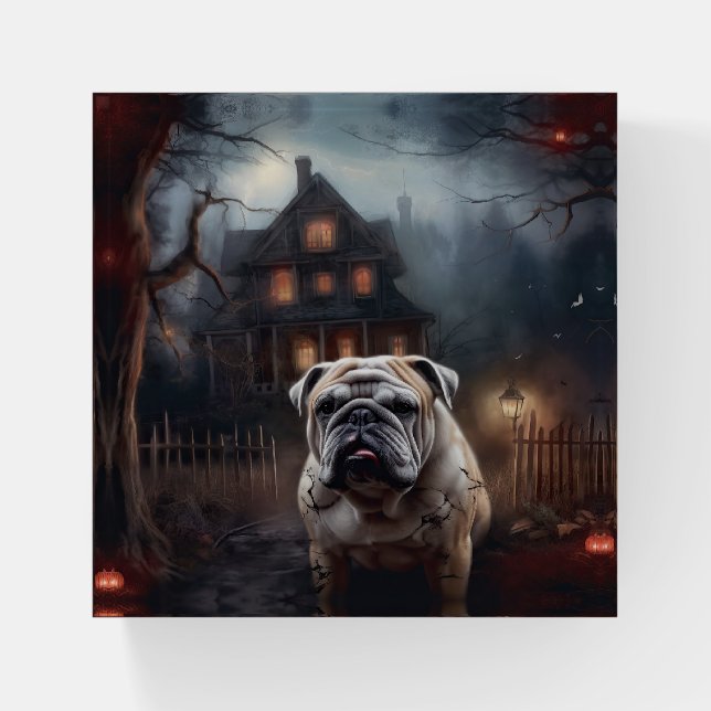 Bulldog Halloween Scary  Paperweight (Front)