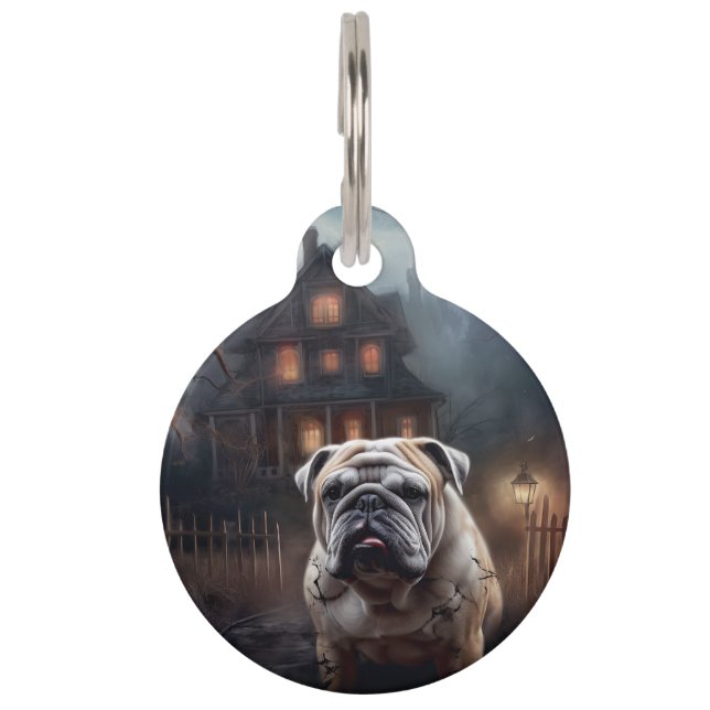 Bulldog Halloween Scary  Pet ID Tag (Front)