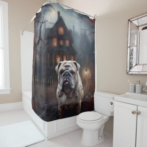 Bulldog Halloween Scary  Shower Curtain