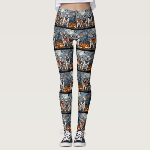 Bulldog Halloween Spooky Leggings