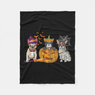 Bulldog Halloween Witch Mummy Pumpkin Fun Dog Love Fleece Blanket