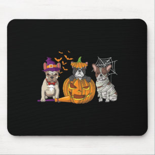 Bulldog Halloween Witch Mummy Pumpkin Fun Dog Love Mouse Pad