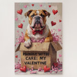 Bulldog Handle With Care Valentine&#39;s Gift Box Jigsaw Puzzle