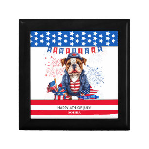 Bulldog Happy 4Th Of July America Independence Day Gift Box