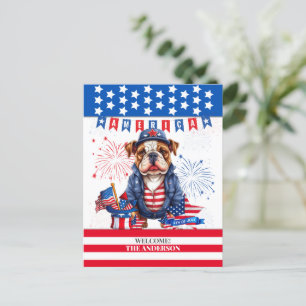 Bulldog Happy 4Th Of July America Independence Day Postcard