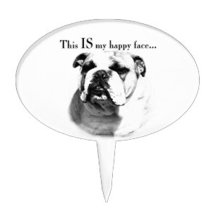 Bulldog Happy Face Cake Topper