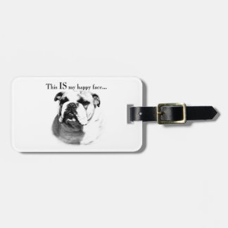 Bulldog Happy Face Luggage Tag