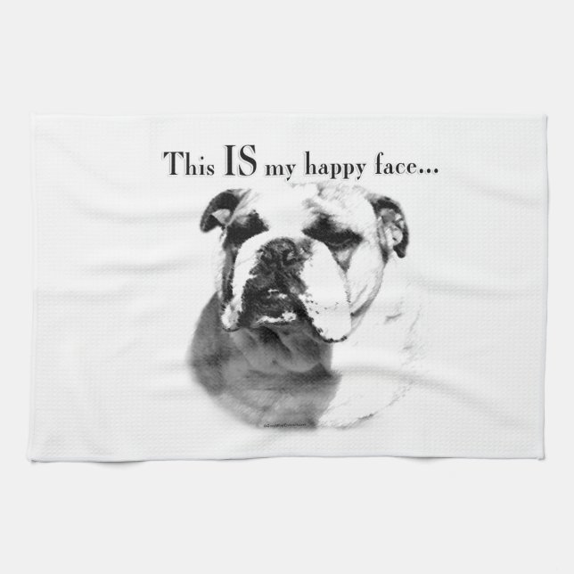 Bulldog Happy Face Towel (Horizontal)