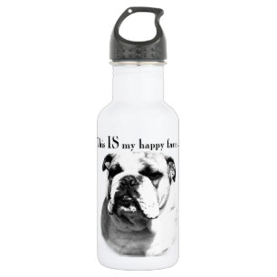 Bulldog Happy Face Water Bottle