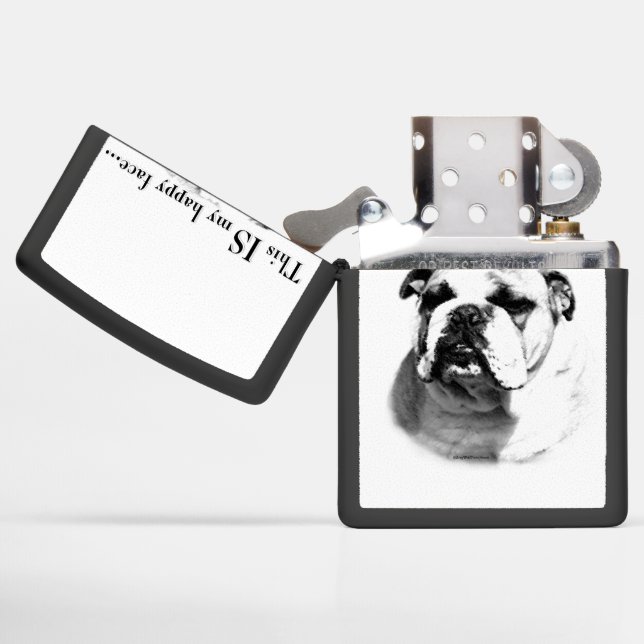 Bulldog Happy Face Zippo Lighter (Opened)