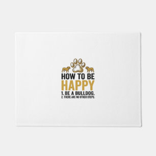 Bulldog Happy Quote Vintage Engraving Dog Lover De Doormat