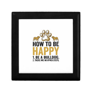 Bulldog Happy Quote Vintage Engraving Dog Lover De Gift Box