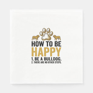 Bulldog Happy Quote Vintage Engraving Dog Lover De Napkins