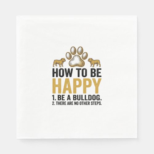 Bulldog Happy Quote Vintage Engraving Dog Lover De Napkins