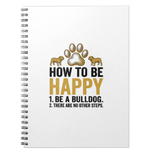 Bulldog Happy Quote Vintage Engraving Dog Lover De Notebook