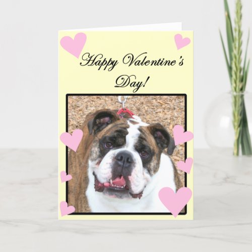 Bulldog Happy Valentines Day Greeting card