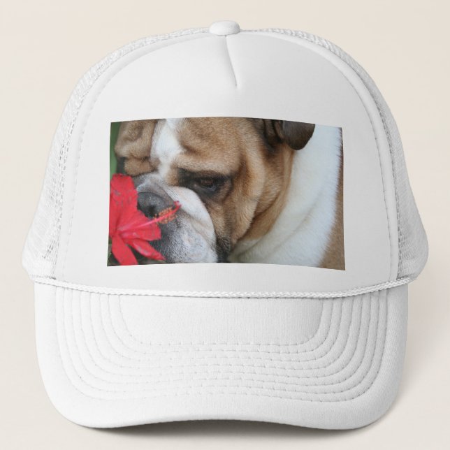 Bulldog Hat "take time to smell the flowers" (Front)