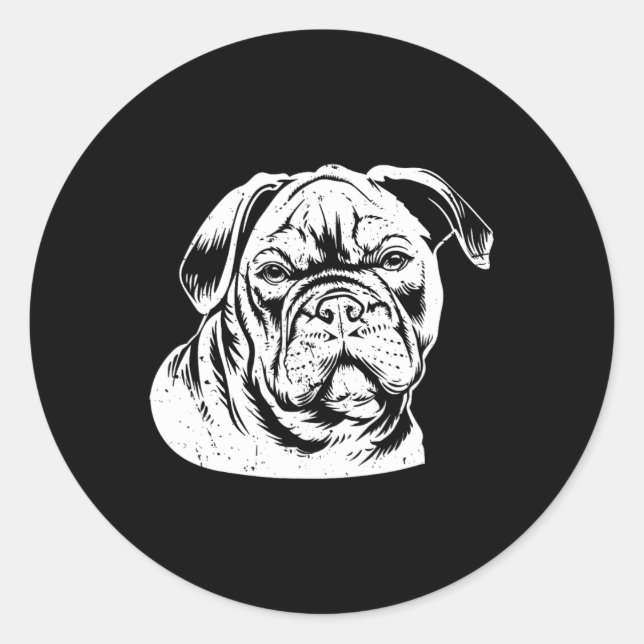 Bulldog Head  Classic Round Sticker (Front)