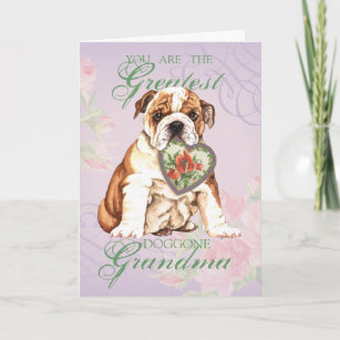 Bulldog Heart Grandma Card