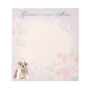 Bulldog Heart Mom Notepad
