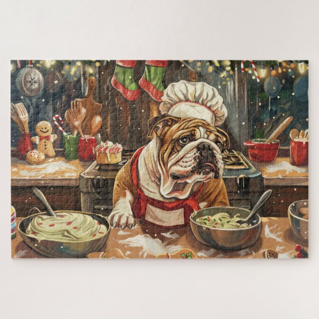 Bulldog Holiday Baking: Festive Christmas  Jigsaw Puzzle (Horizontal)