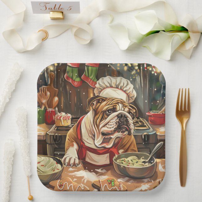 Bulldog Holiday Baking: Festive Christmas  Paper Plates (Wedding)