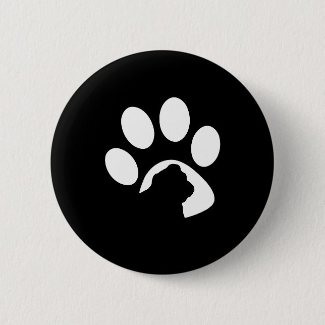 Bulldog Huge Paw Silhouette Button (Front)